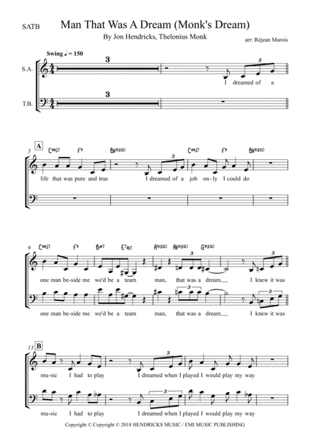 Free Sheet Music Man That Was A Dream