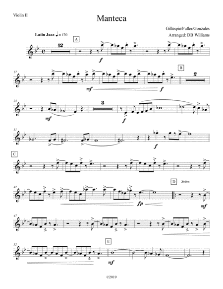 Free Sheet Music Manteca Violin 2