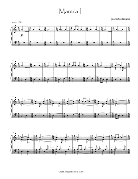 Mantra 1 For Piano Sheet Music