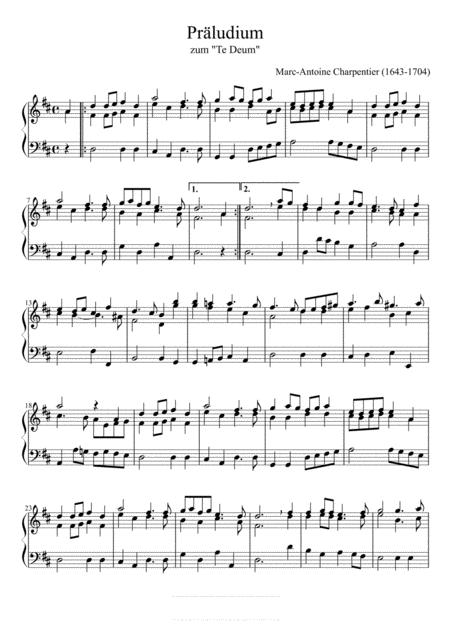 Marc Antoine Charpentier Prelude From Te Deum Original Piano Solo Sheet Music