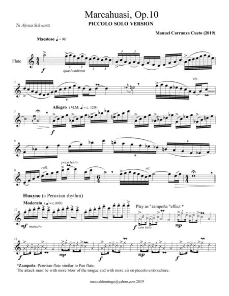 Marcahuasi Op 10 For Flute Solo Piccolo Version Sheet Music