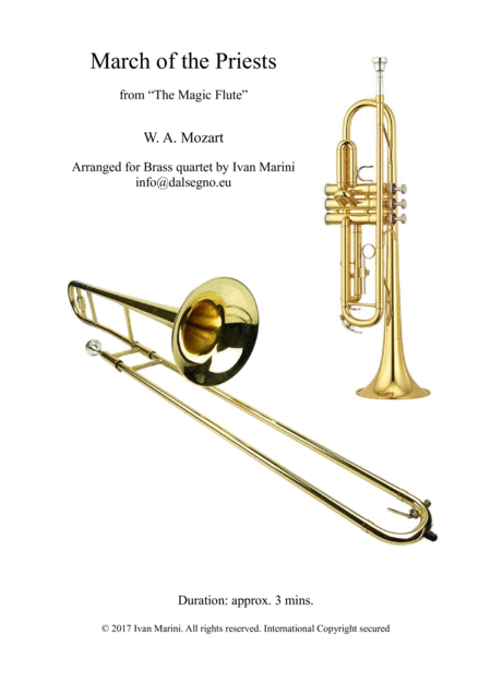 March Of The Priests From The Magic Flute By W A Mozart For Brass Quartet Sheet Music