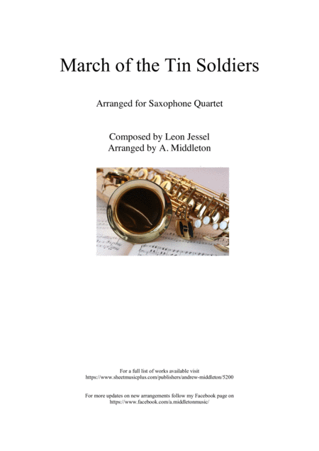 March Of The Tin Soldiers Arranged For Saxophone Quartet Sheet Music