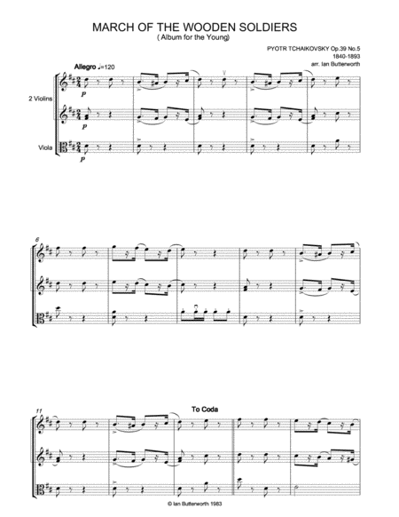 Free Sheet Music March Of The Wooden Soldiers Album For The Young For 2 Violins Viola