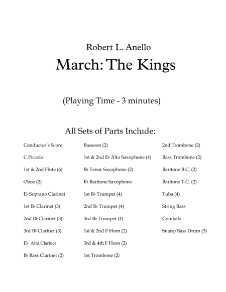 Free Sheet Music March The Kings Score And Parts