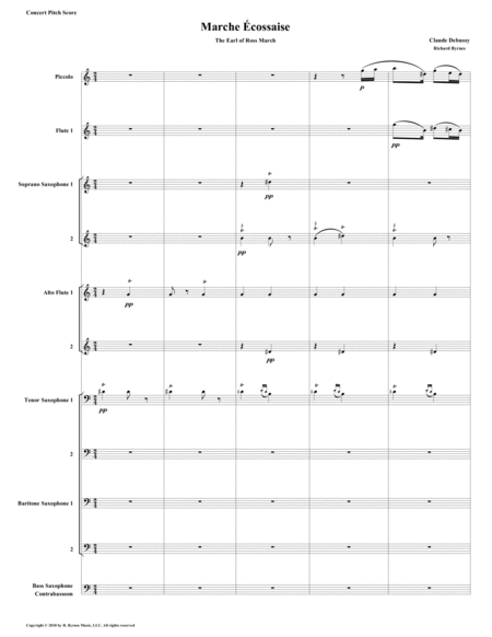 Free Sheet Music Marche Cossaise By Claude Debussy Saxophone Octet Flute Piccolo Contrabassoon