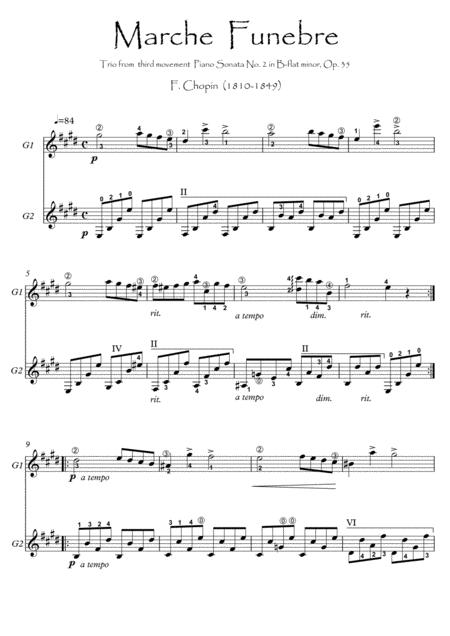 Marche Funebre Trio For Guitar Duet Sheet Music