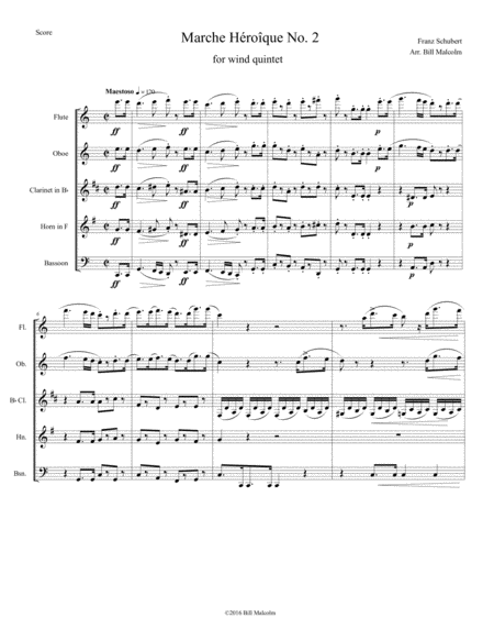 Marche Hroque No 2 For Wind Quintet Sheet Music