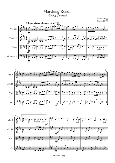 Marching Rondo String Quartet Sheet Music