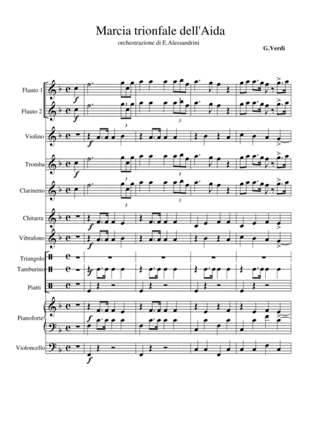 Free Sheet Music Marcia Trionfale Dell Aida