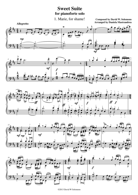 Free Sheet Music Marie For Shame For Piano 2 Hands