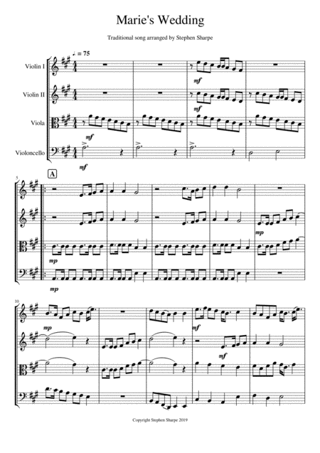 Free Sheet Music Maries Wedding String Quartet