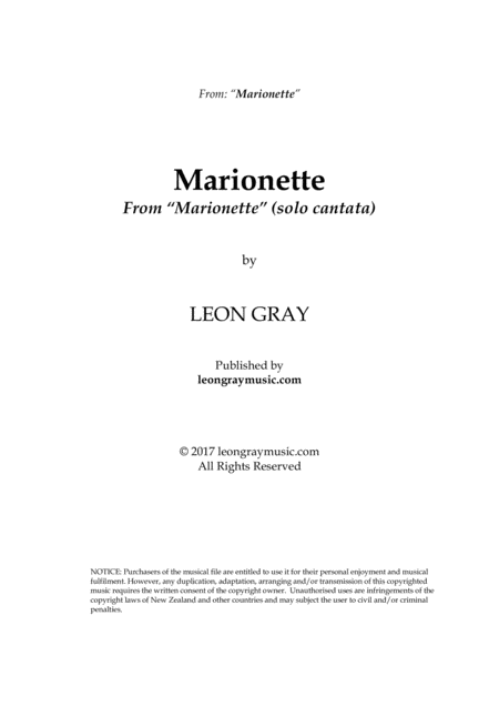 Free Sheet Music Marionette From Marionette