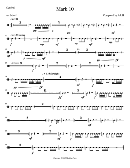 Mark 10 Cymbal Sheet Music