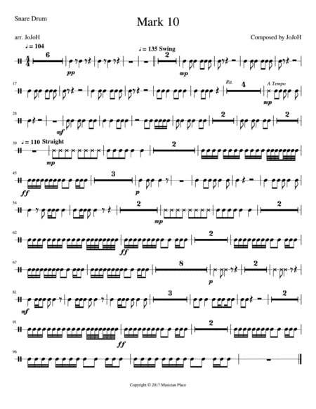 Mark 10 Snare Drum Sheet Music