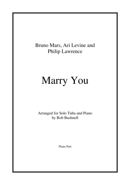 Free Sheet Music Marry You Bruno Mars Solo Tuba Bass Clef And Piano