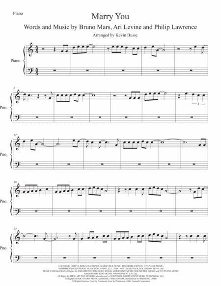 Marry You Easy Key Of C Piano Sheet Music