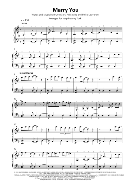 Marry You Harp Solo Sheet Music