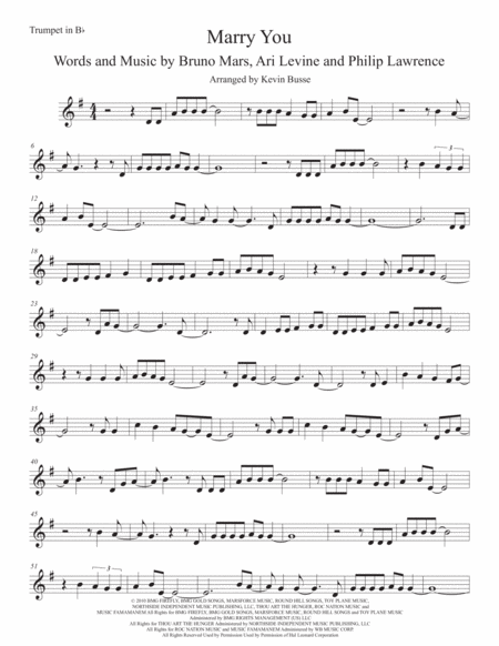 Marry You Trumpet Sheet Music