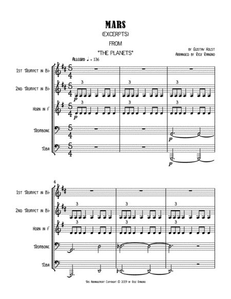 Mars Excerpts Sheet Music