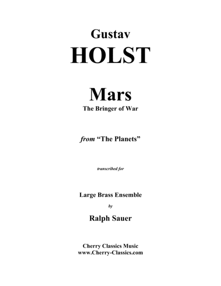 Mars The Bringer Of War From The Planets For Brass Ensemble Timp Perc Sheet Music