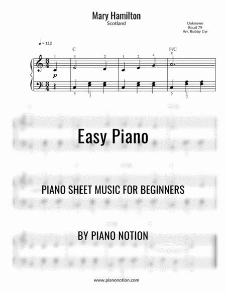 Free Sheet Music Mary Hamilton Easy Piano Solo