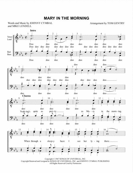 Free Sheet Music Mary In The Morning Ttbb