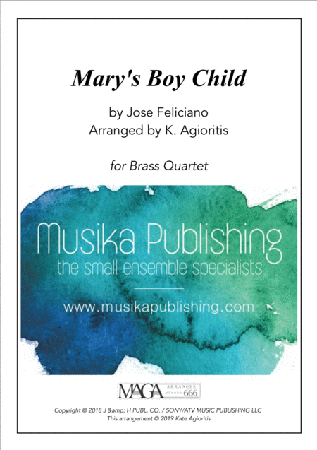 Free Sheet Music Marys Boy Child Brass Quartet