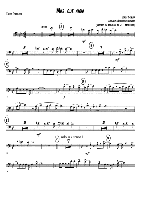 Mas Que Nada Tenor Trombone Sheet Music