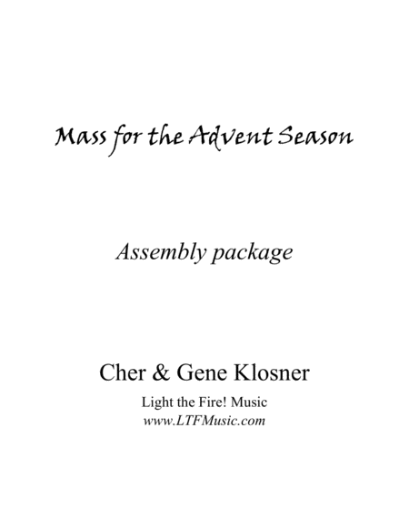 Mass For The Advent Season Assembly Package Sheet Music