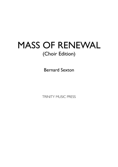 Mass Of Renewal Choir Edition Sheet Music