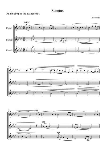 Mass Song Sanctus For Three Flutes Sheet Music