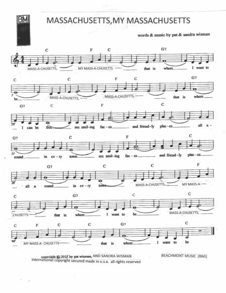 Free Sheet Music Massachusetts My Massachuetts