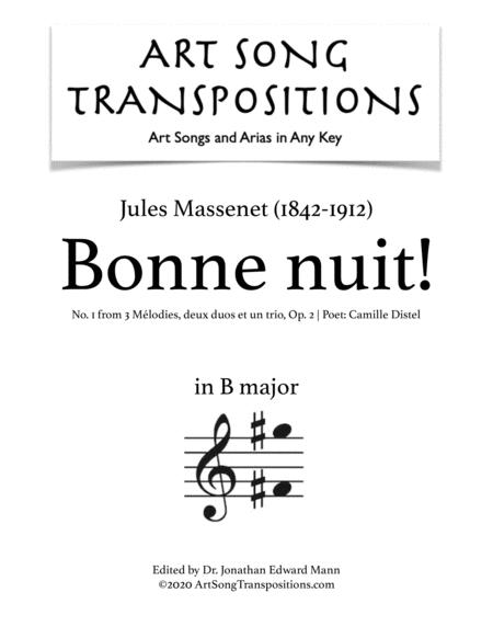 Massenet Bonne Nuit Op 2 No 1 Transposed To B Major Sheet Music