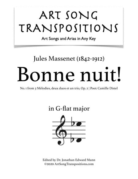 Massenet Bonne Nuit Op 2 No 1 Transposed To G Flat Major Sheet Music