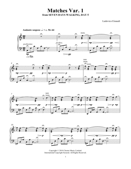 Free Sheet Music Matches Var 1 From Seven Days Walking Day 5