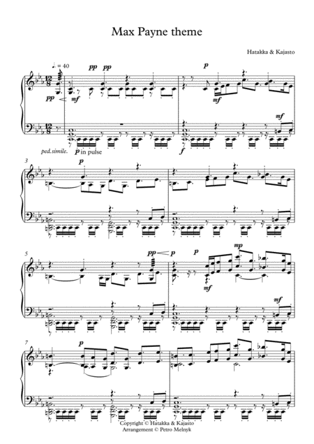 Max Payne Theme Hatakka Kajasto Sheet Music