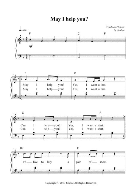 May I Help You Nursery Rhymes For Easy Piano Sheet Music