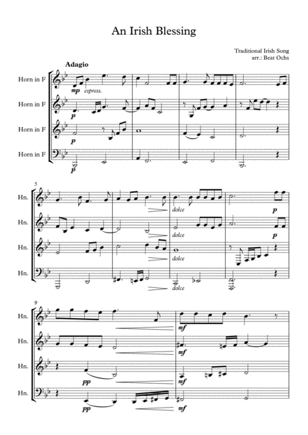 May The Road Rise To Meet You Horn Quartet Sheet Music