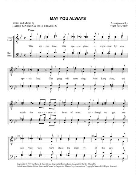 Free Sheet Music May You Always Ttbb