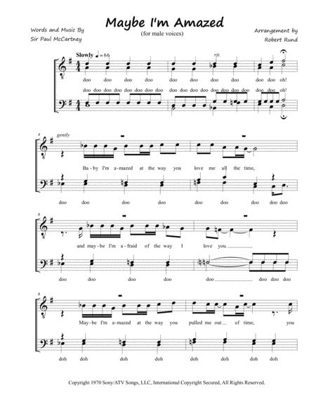 Free Sheet Music Maybe I M Amazed Tttbb Acapella Arr Robert Rund