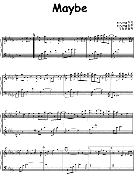 Maybe Yiruma Original Key Sheet Music