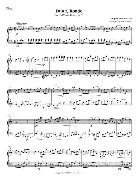 Mazas Duo 5 Rondo For Piano From 18 Violin Duos Op 38 Sheet Music