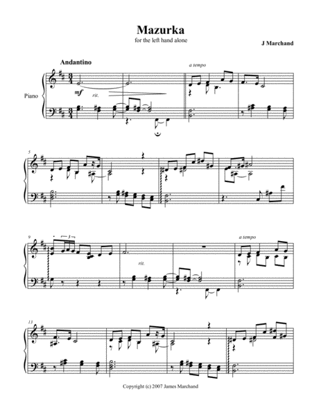 Mazurka In B Minor Sheet Music