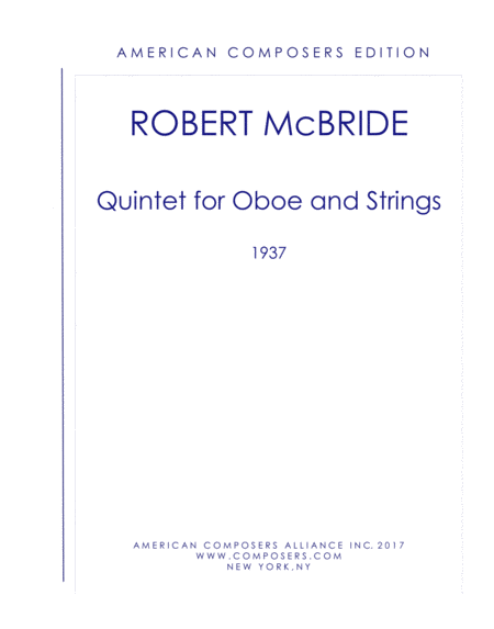 Mcbride Quintet For Oboe And Strings Sheet Music