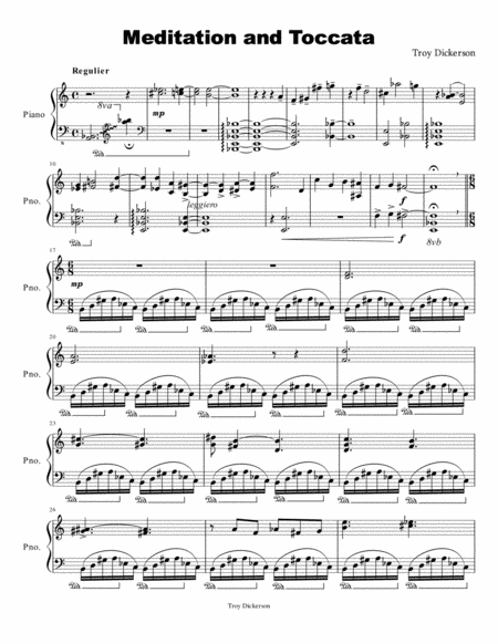 Free Sheet Music Meditation And Toccata