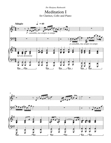 Free Sheet Music Meditation For Clarinet Cello And Piano