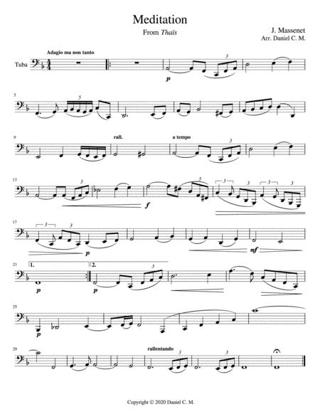 Meditation For Tuba And Piano Easy Sheet Music