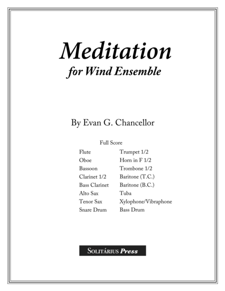 Meditation For Wind Ensemble Sheet Music