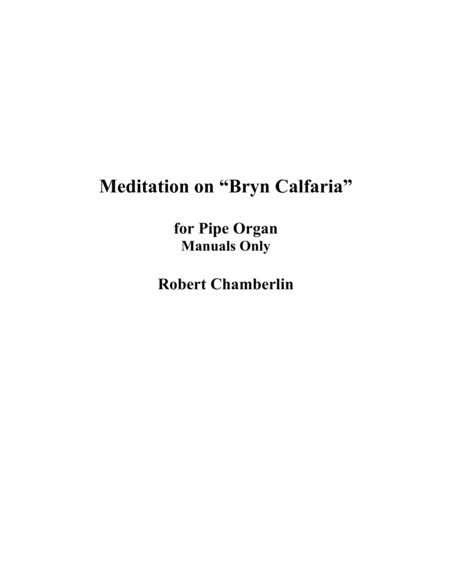 Meditation On Bryn Calfaria For Pipe Organ Sheet Music